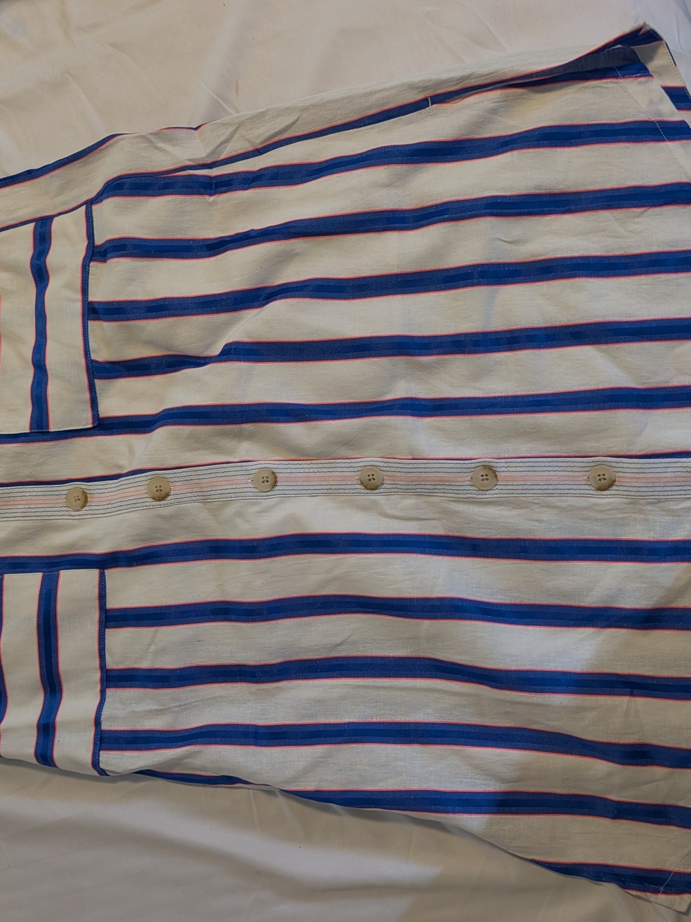 Joules White Midi Skirt with Blue and Pink Stripes